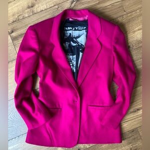 Vibrant Pink 100% Wool Blazer- Vintage